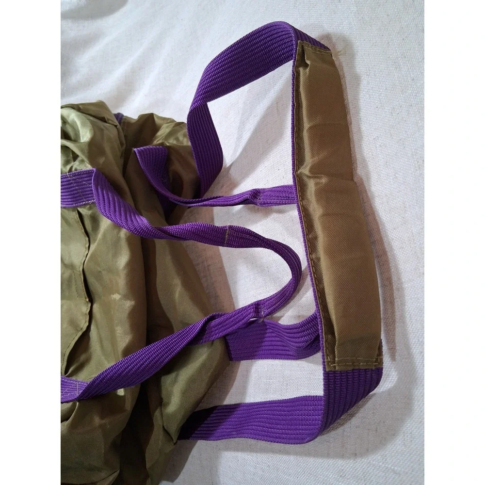 Vintage Nike Duffel Bag Olive Green Purple Red Swoosh Gym Travel Bag Made Korea